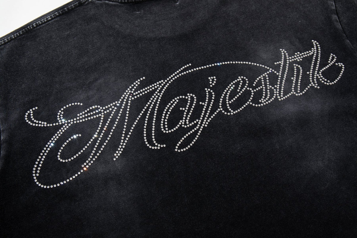MAJESTIK Washed Black Graphic T-Shirt ¡ª detail