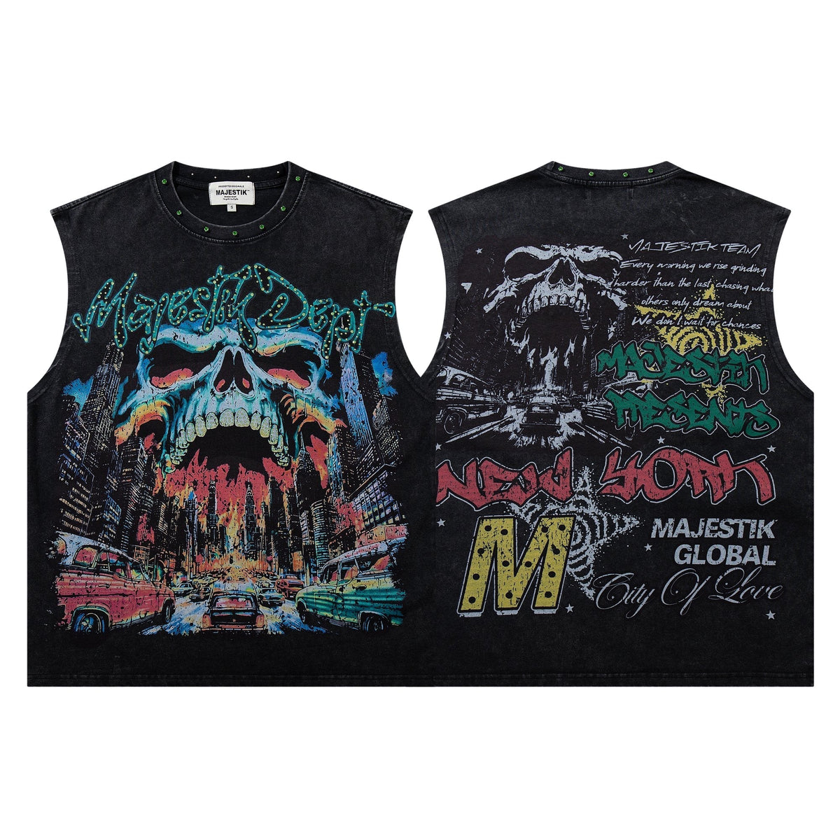 MAJESTIK New York Skull Graphic Sleeveless T-Shirt ¡ª hero