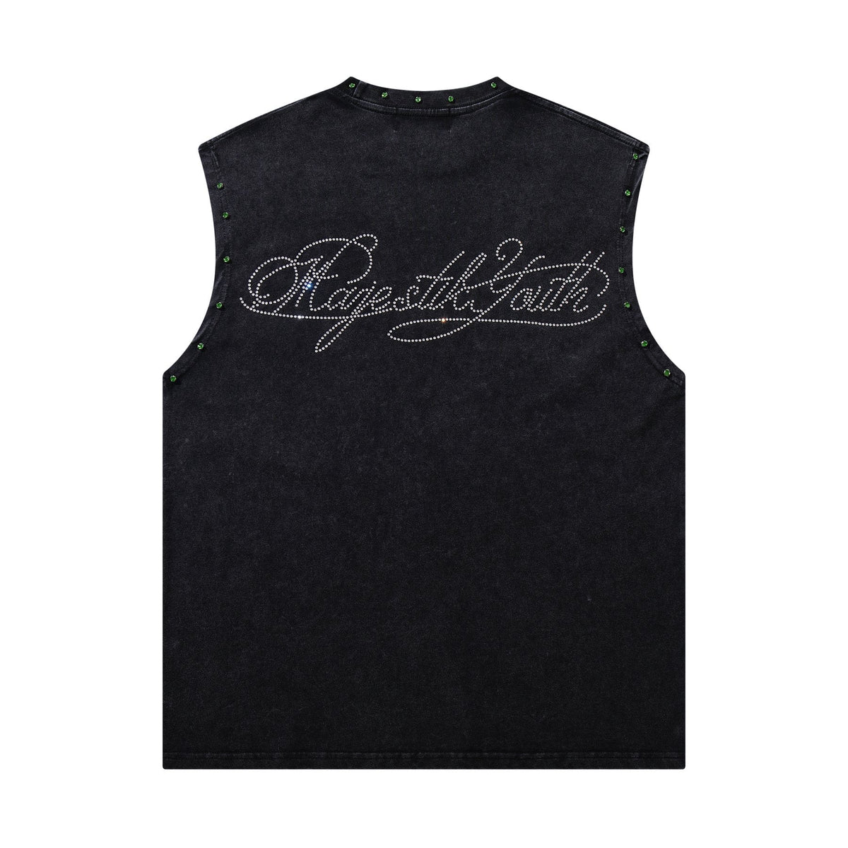 MAJESTIK Rhinestone Graphic Sleeveless T-Shirt ¡ª back